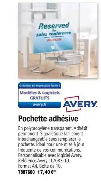 Plein ciel Pochette Adhésive Avery offre