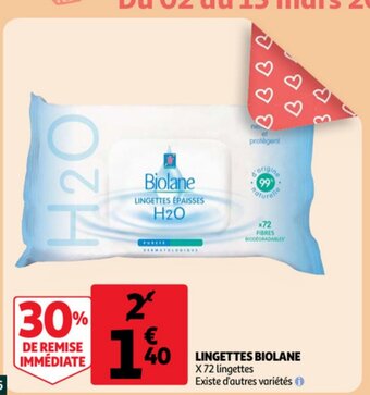 Auchan Lingettes Biolane offre