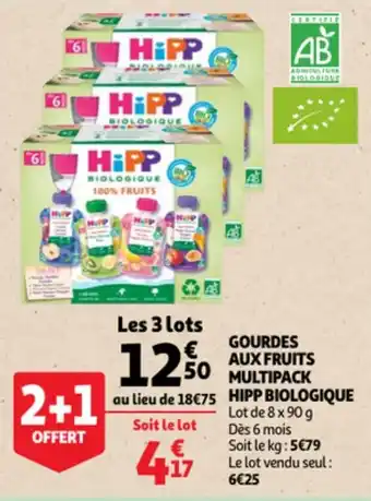 Auchan Gourdes aux Fruits Multipack Hipp Biologique offre