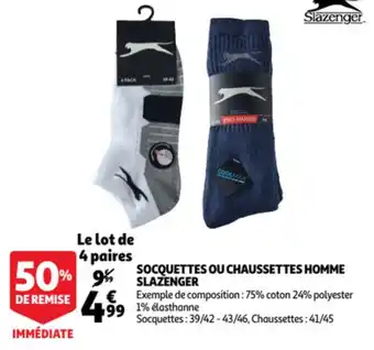 Auchan Socquettes ou Chaussettes Homme Slazénger offre