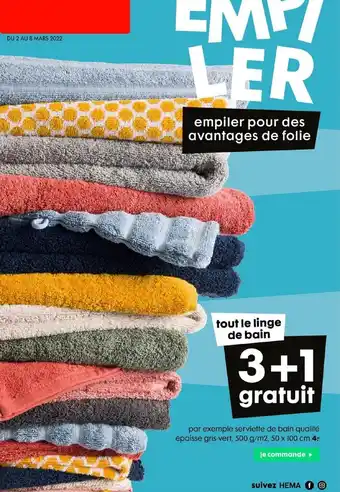HEMA Par exemple serviette de bain qualité épaisse gris-vert offre