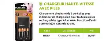 Plein ciel Chargeur Haute Vitesse Avec Piles offre