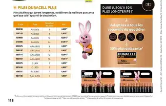 Plein ciel Piles Duracell Plus offre