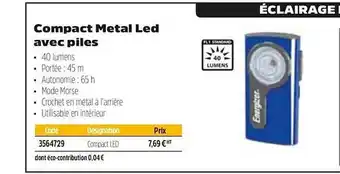 Plein ciel Compact Metal Led Avec Piles offre