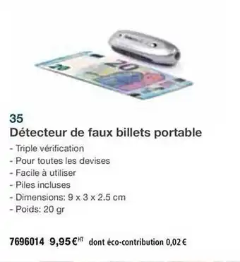 Plein ciel Détecteur De Faux Billets Portable offre