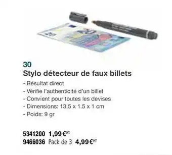 Plein ciel Stylo Détecteur De Faux Billets offre