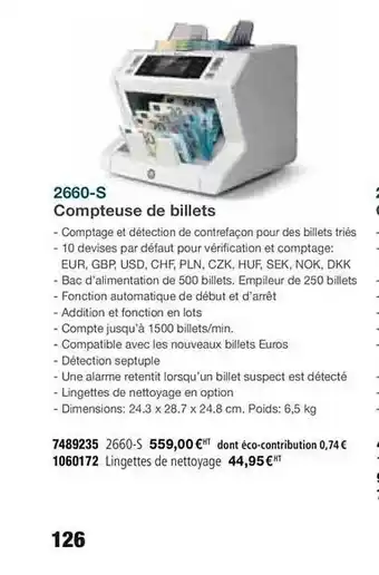 2660 S Compteuse De Billets