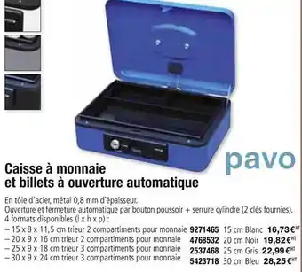 Plein ciel Caisse à Monnaie Et Billets à Ouverture Automatique offre
