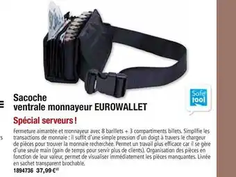Plein ciel Sacoche Ventrale Monnayeur Eurowallet offre