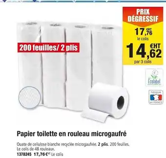 Plein ciel Papier Toilette En Rouleau Microgaufré offre