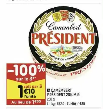 Leader Price Camembert Président 20% MG offre