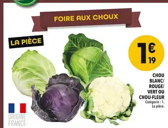 Supeco Chou Blanc/Rouge/Vert Ou Chou-Fleur offre