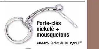 Plein ciel Porte Clés Nickelé + Mousquetons offre