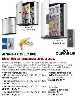 Plein ciel Armoire à Clés Key Box offre