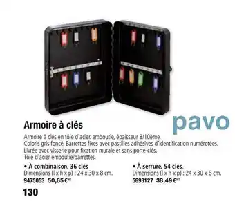 Plein ciel Armoire à Clés Pavo offre