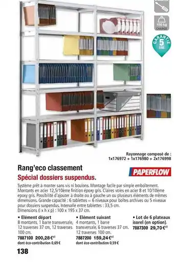 Plein ciel Rang'eco Classement offre