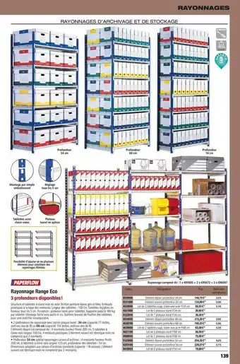 Plein ciel Rayonnage Range Eco Paperflow offre