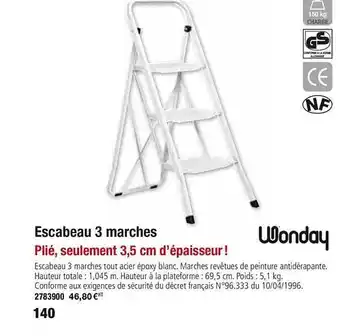 Plein ciel Escabeau 3 Marches Wonday offre