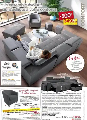 Canapé Premium Confort Gris