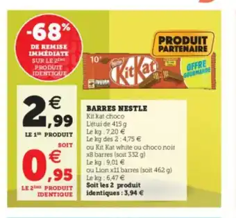 Super U Barres Nestle offre