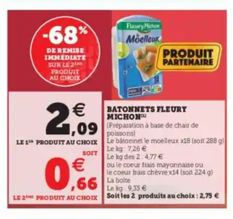 Super U Batonnets Fleury Michon offre