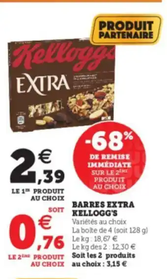 Super U Barres Extra Kellogg's offre