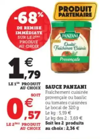 Super U Sauce Panzani offre