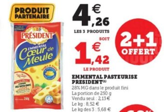 Super U Emmental Pasteurise President offre