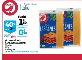 Auchan Auchan pâtes fraîches à lasagnes offre