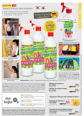 Teleshopping Barrage Aux Insectes, Barrage Aux Insectes Voyage offre