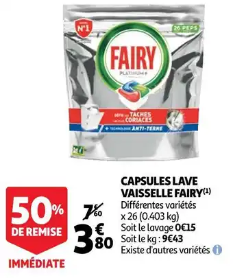 Auchan Fairy capsules lave vaisselle offre