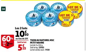 Auchan Petit navire thon au naturel msc offre