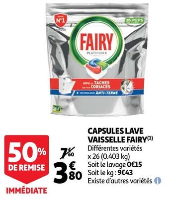 Auchan Fairy capsules lave vaisselle offre