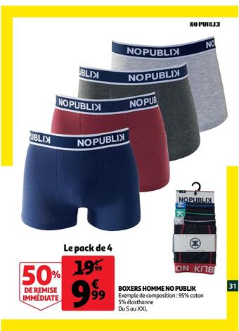 Auchan No publik boxers homme offre