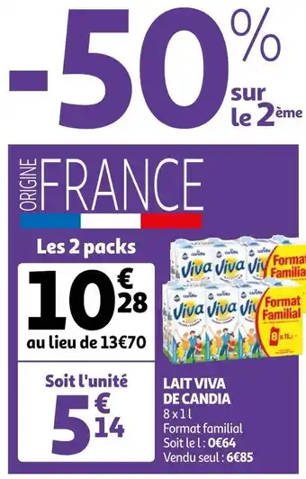 Auchan Viva de candia lait offre