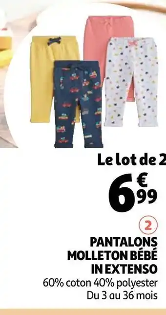 Auchan In extenso pantalons molleton bébé offre