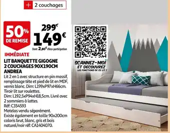 Andrea lit banquette gigogne 2 couchages 90x190cm