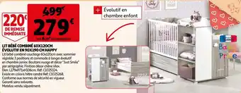 Auchan Lit bébé combiné 60x120cm évolutif en 90x190 cm happy offre