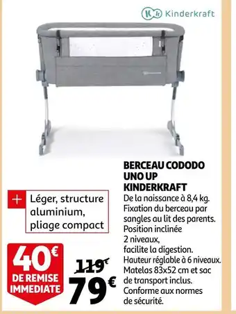 Auchan Kinderkraft berceau cododo uno up offre