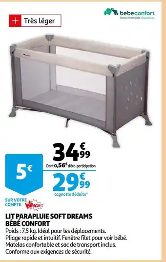 Auchan Bébé confort lit parapluie soft dreams offre