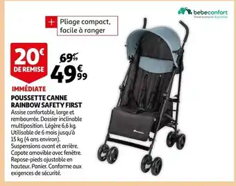 Auchan Safety first poussette canne rainbow offre