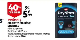 Auchan Huggies culottes énurésie drynites offre