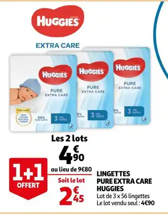 Auchan Huggies lingettes pure extra care offre
