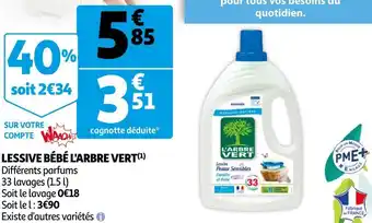 Auchan L'arbre vert lessive bébé offre