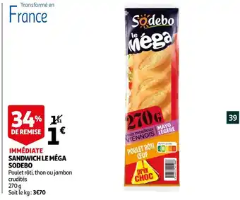 Auchan Sodebo sandwich le méga offre
