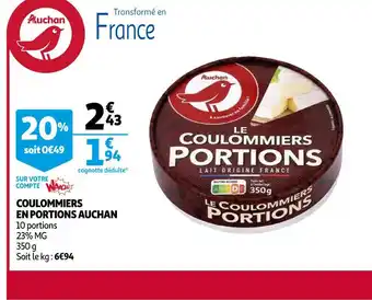 Auchan Auchan coulommiers en portions offre
