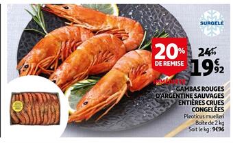 Auchan Gambas rouges d'argentine sauvages entières crues congelées offre