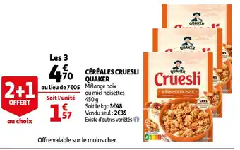 Auchan Quaker céréales cruesli offre