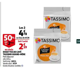 Auchan Tassimo dosettes de café grand-mère offre