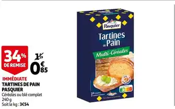 Auchan Pasquier tartines de pain offre